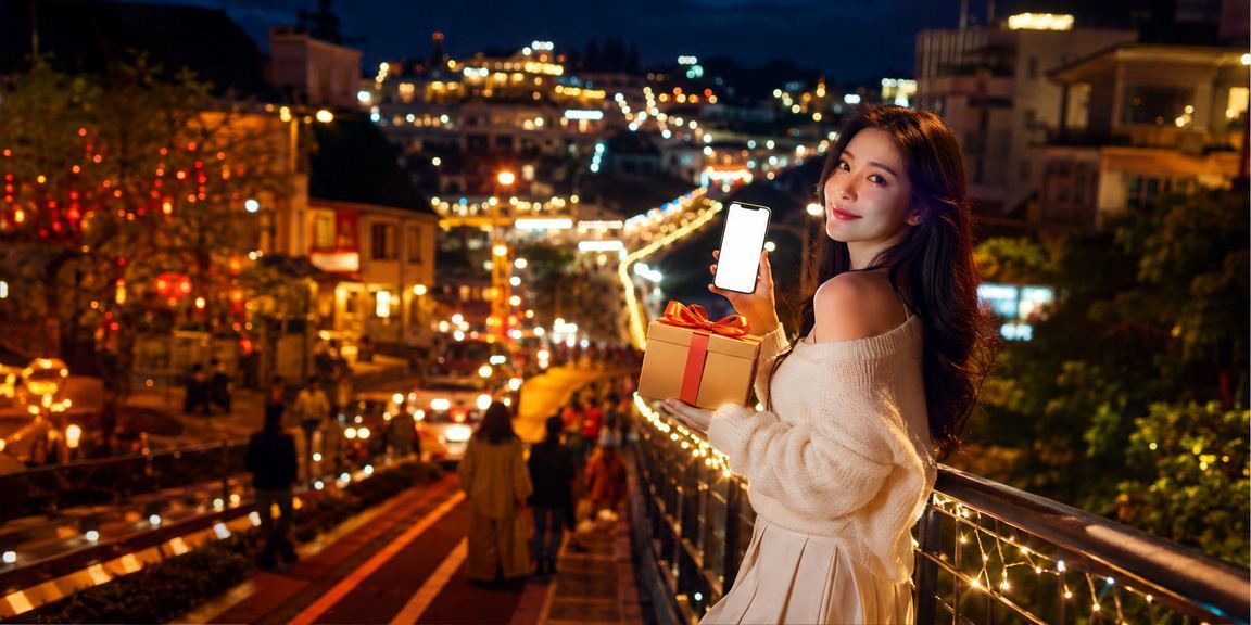 Người dùng tại lễ hội Đà Lạt dùng điện thoại truy cập 150i